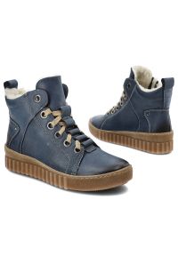 Granatowe Trzewiki Armodo Ciepłe Obuwie Damskie. Okazja: na co dzień. Zapięcie: zamek. Kolor: niebieski. Materiał: skóra, jeans, futro, syntetyk. Sezon: zima. Obcas: na koturnie. Styl: klasyczny, casual, elegancki, sportowy #7