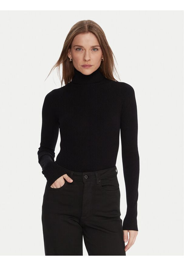 Kontatto Golf 3M0817C Czarny Regular Fit. Typ kołnierza: golf. Kolor: czarny. Materiał: syntetyk