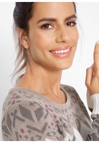 bonprix - Sukienka dzianinowa w norweski wzór. Kolor: biały. Materiał: dzianina #3