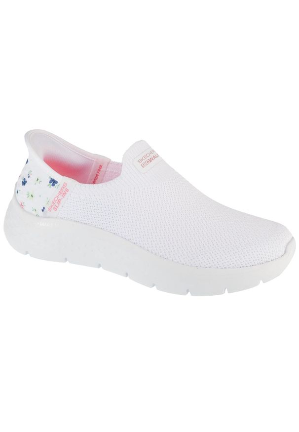 skechers - Buty sportowe Sneakersy damskie, Slip-Ins: GO WALK Flex - Sunset Rose. Kolor: biały. Sport: turystyka piesza