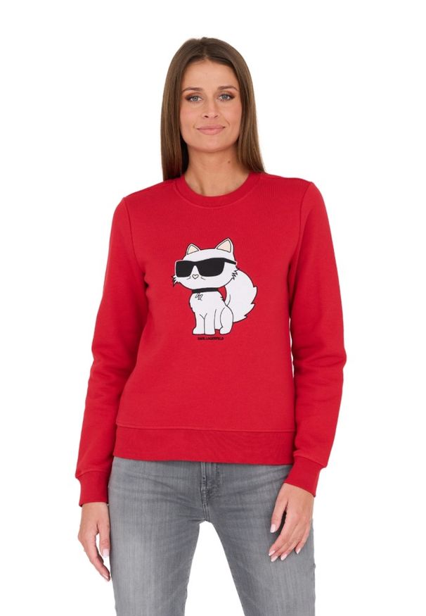 Karl Lagerfeld - KARL LAGERFELD Czerwona damska bluza Ikonik 2.0, Rozmiar L. Kolor: czerwony