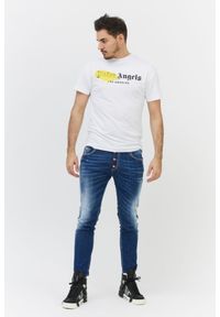 PALM ANGELS Biały t-shirt męski z logo, Rozmiar S. Kolor: biały. Materiał: prążkowany. Wzór: nadruk #4