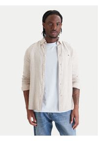 TOMMY HILFIGER - Tommy Hilfiger Koszula Bengal MW0MW42400 Beżowy Regular Fit. Kolor: beżowy. Materiał: len #1