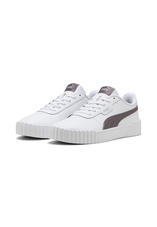 Puma - Damskie sneakersy Carina 3.0 PUMA White Raisin Purple. Okazja: na plażę. Kolor: fioletowy, biały, wielokolorowy. Sezon: lato. Sport: turystyka piesza, tenis
