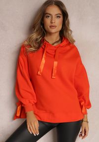 Renee - Pomarańczowa Bluza Oversize z Kapturem Liiza. Okazja: na co dzień. Typ kołnierza: kaptur. Kolor: pomarańczowy. Materiał: bawełna, tkanina, polar. Wzór: jednolity. Styl: casual #4