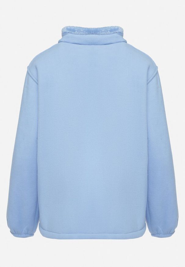 Born2be - Niebieski Klasyczny Polar ze Ściągaczami przy Rękawach Paradi. Okazja: do pracy, na co dzień. Kolor: niebieski. Materiał: polar. Długość rękawa: długi rękaw. Długość: długie. Styl: klasyczny