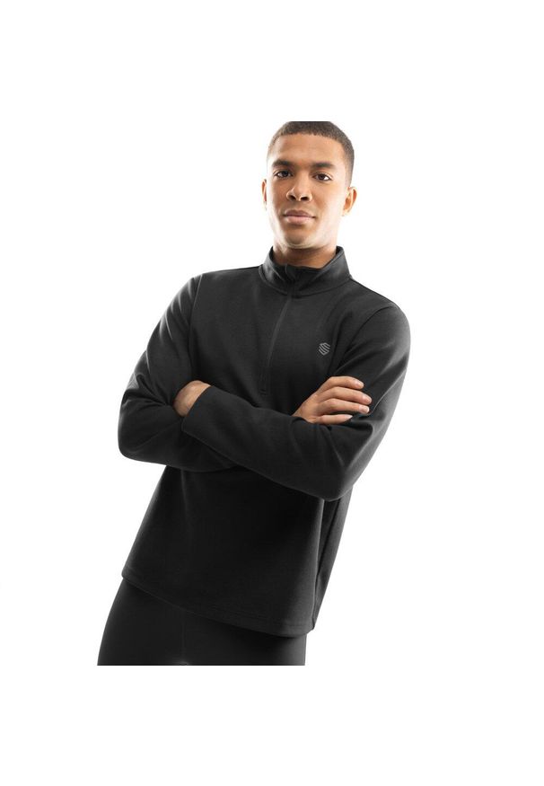 SIROKO - Męska bluza treningowa z suwakiem pod szyją Fitness Siroko Inter. Kolor: czarny. Materiał: materiał. Długość: krótkie. Sport: fitness