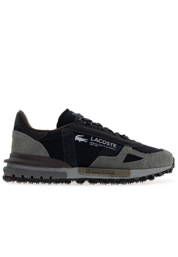 Buty męskie Lacoste Elite Active 750SMA0078-YH2 - szare. Zapięcie: sznurówki. Kolor: szary. Materiał: guma, skóra, zamsz, materiał, syntetyk, nylon. Szerokość cholewki: normalna