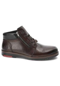 Brązowe Trzewiki Rieker Eleganckie Buty Męskie. Kolor: brązowy. Materiał: syntetyk, futro, skóra. Szerokość cholewki: normalna. Sezon: zima. Styl: elegancki #3