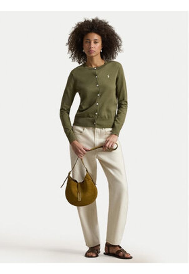 Polo Ralph Lauren Kardigan 211971871501 Khaki Slim Fit. Typ kołnierza: polo. Kolor: brązowy. Materiał: bawełna