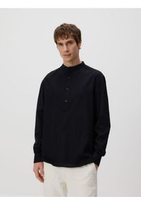 Reserved - Koszula regular z bawełny egipskiej - czarny. Kolor: czarny. Materiał: bawełna #1