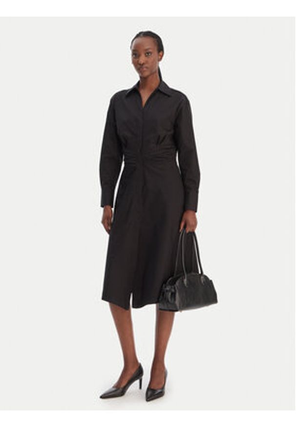 BOSS Sukienka koszulowa Drepill 50553673 Czarny Regular Fit. Kolor: czarny. Materiał: bawełna. Typ sukienki: koszulowe