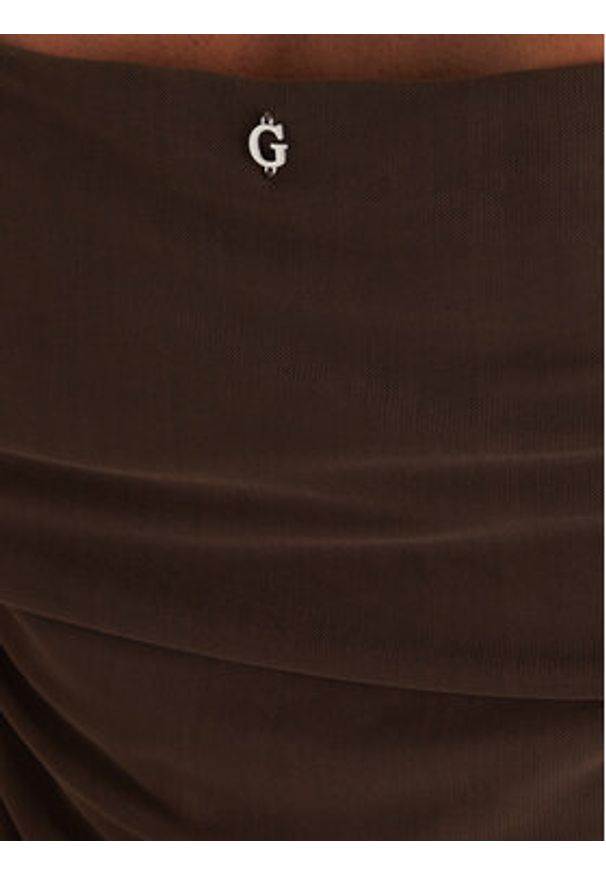 Guess Sukienka koktajlowa W5YK21 KCZC2 Brązowy Slim Fit. Kolor: brązowy. Materiał: syntetyk. Styl: wizytowy