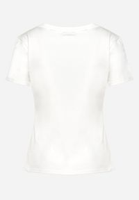 Born2be - Biały Bawełniany T-shirt Koszulka z Krótkim Rękawem i Nadrukiem z Cyrkoniami Jloella. Okazja: na co dzień. Kolor: biały. Materiał: bawełna. Długość rękawa: krótki rękaw. Długość: krótkie. Wzór: nadruk. Styl: casual, glamour #5