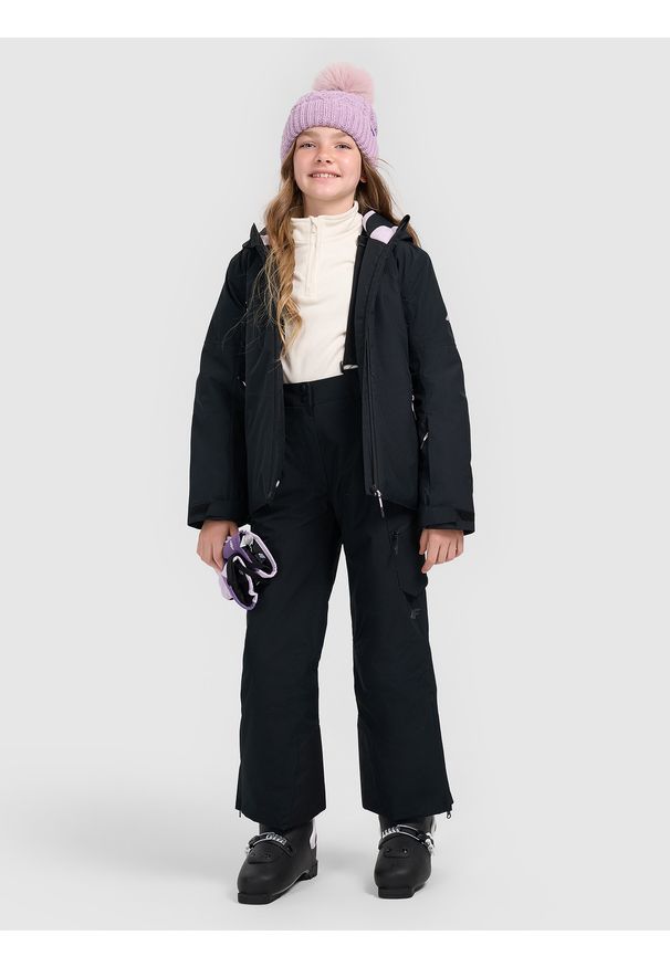 4f - 4F Kurtka narciarska membrana 8000 dziewczęca - czarna 140 (9-10 lat). Kolor: czarny. Materiał: poliester. Sezon: lato