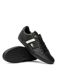 Sneakersy męskie czarne Lacoste Chaymon 0321 1 CMA BLK/BLK. Kolor: czarny. Materiał: dzianina. Sezon: lato. Sport: bieganie