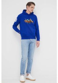 Polo Ralph Lauren bluza 710823853008 męska z kapturem z aplikacją. Okazja: na co dzień. Typ kołnierza: kaptur, polo. Kolor: niebieski. Wzór: aplikacja. Styl: casual #3