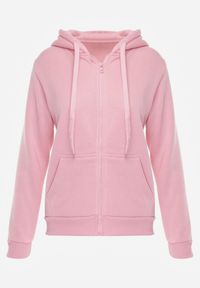 Renee - Różowa Bluza z Kapturem Zapinana na Suwak Edan. Okazja: na co dzień. Typ kołnierza: kaptur. Kolor: różowy. Materiał: polar, jeans. Styl: casual, klasyczny, sportowy #3
