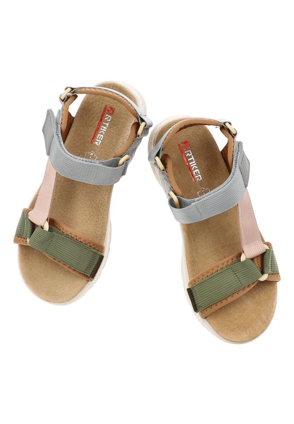 Sandały damskie Artiker, cholewka z materiału tekstylnego lekka sportowa podeszwa zapinane na rzep, kolorowe, 58C1233. Zapięcie: rzepy. Materiał: materiał. Wzór: kolorowy. Styl: sportowy