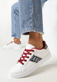 Born2be - Biało-Czerwone Sneakersy z Wstawkami Dyvana. Kolor: biały #1