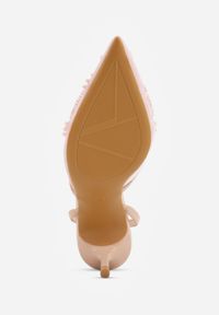 Born2be - Różowe Szpilki VICES z Odkrytą Piętą z Bogato Zdobionym Noskiem z Koralikami Daphironei. Okazja: na co dzień, do pracy, na spotkanie biznesowe. Kolor: różowy. Materiał: jeans. Wzór: aplikacja. Obcas: na szpilce. Styl: klasyczny, casual, biznesowy, elegancki #5