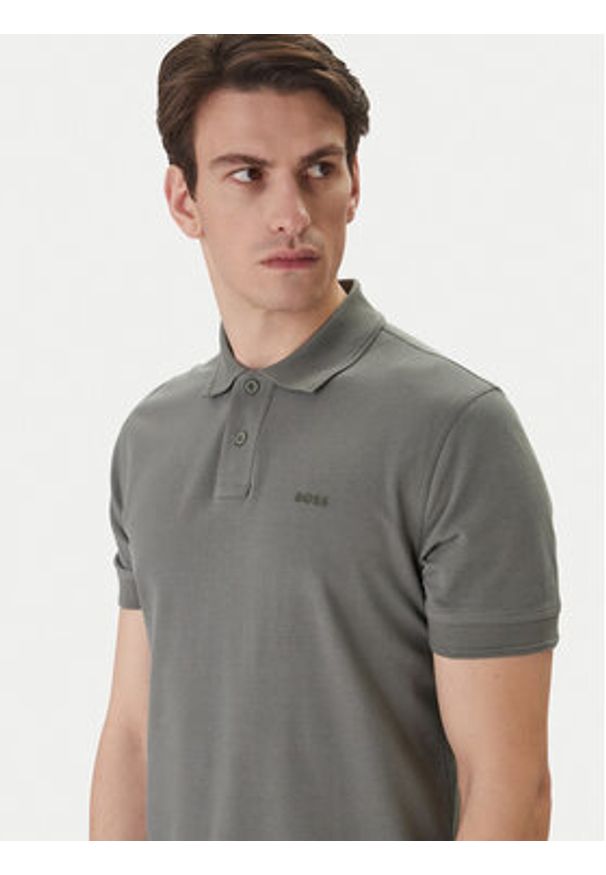 BOSS Polo Prime 50507813 Szary Regular Fit. Typ kołnierza: polo. Kolor: szary. Materiał: bawełna