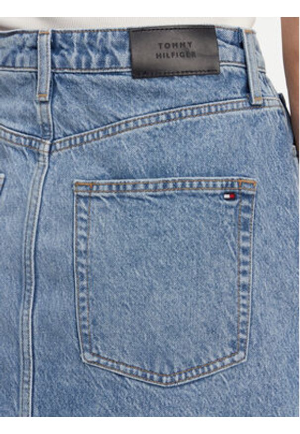 TOMMY HILFIGER - Tommy Hilfiger Spódnica jeansowa WW0WW44392 Niebieski Regular Fit. Kolor: niebieski. Materiał: bawełna