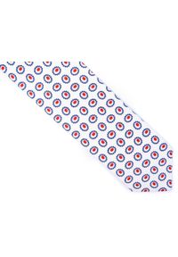 Rietti - Biały bawełniany krawat w granatowo-czerwony wzór R1. Kolor: biały, wielokolorowy, czerwony, niebieski. Materiał: bawełna #1