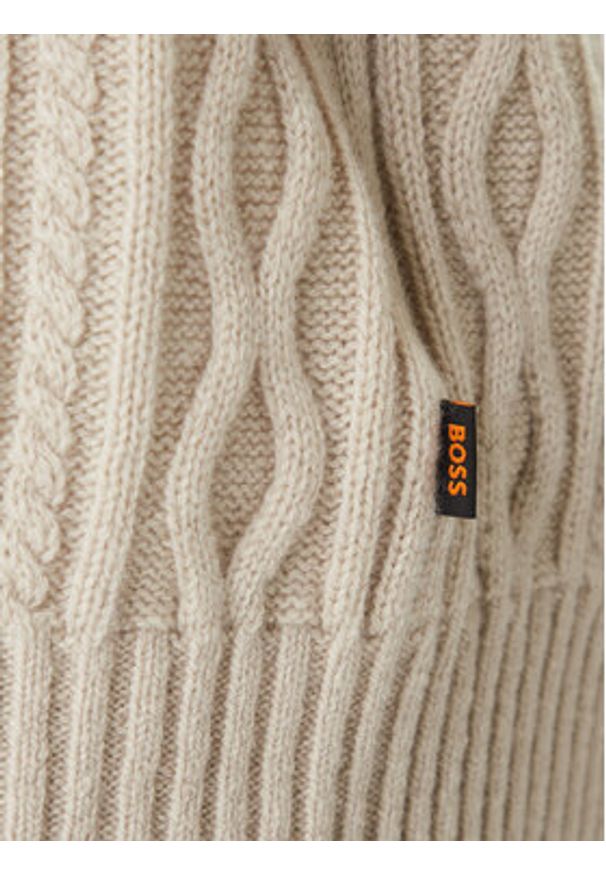 BOSS Sweter Kableto 50548689 Beżowy Regular Fit. Kolor: beżowy. Materiał: wełna