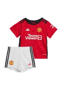 Adidas - Zestaw Manchester United 23/24 Home Kids. Kolor: czerwony. Materiał: materiał