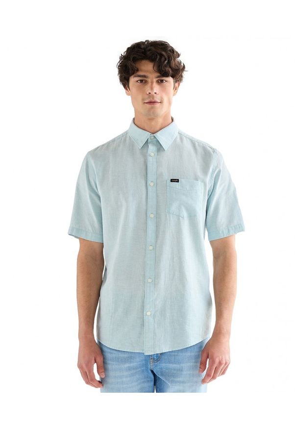Wrangler - MESKA KOSZULA WRANGLER SS 1 PKT SHIRT FORGET ME NOT 112378046