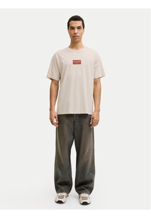 Jack & Jones T-Shirt Frank 12288092 Beżowy Relaxed Fit. Kolor: beżowy. Materiał: bawełna