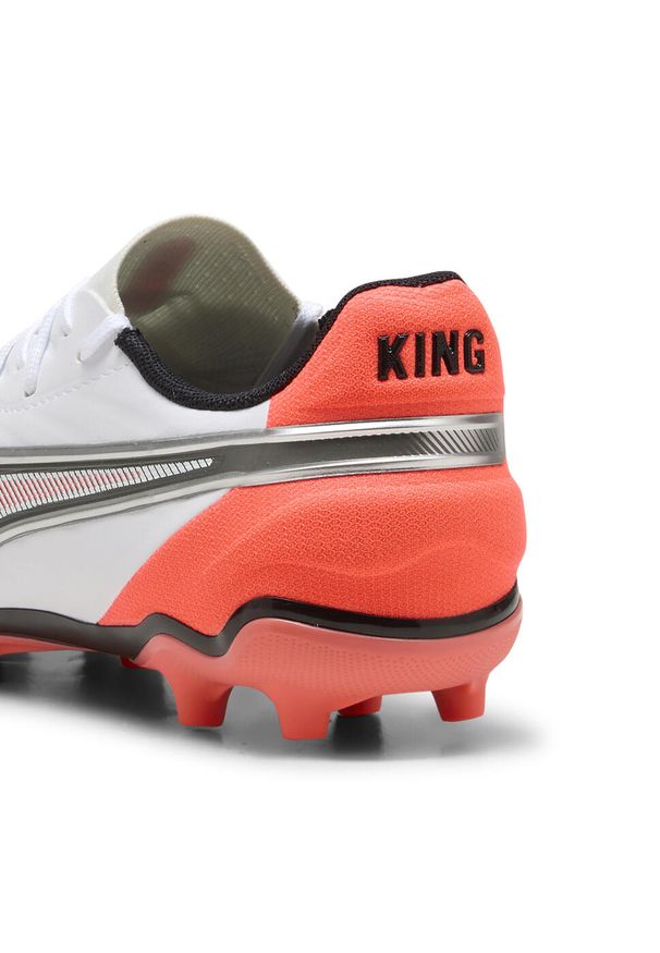 Puma - Młodzieżowe buty piłkarskie KING Match FG/AG PUMA White Glowing Red Black Silver. Kolor: czerwony, biały, wielokolorowy, czarny. Sport: piłka nożna