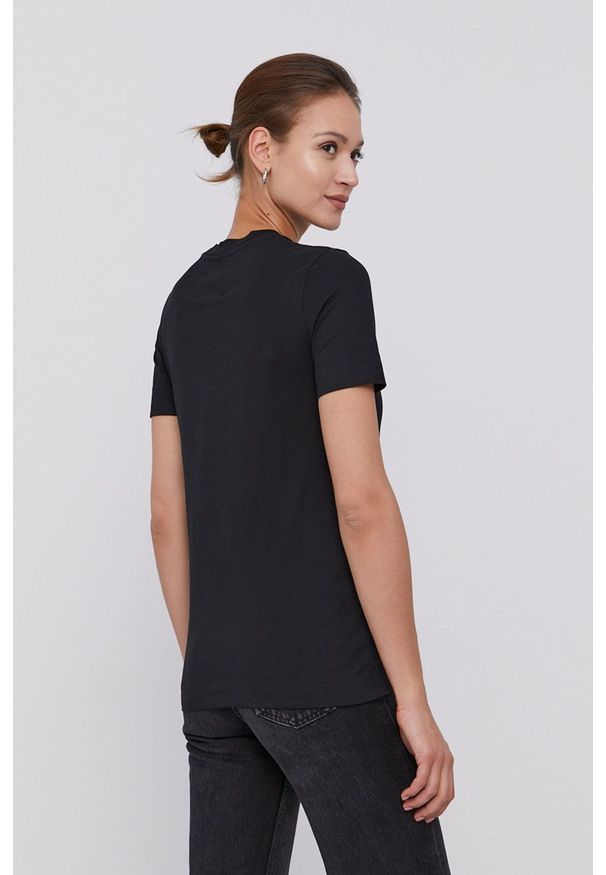 After Label T-shirt damski kolor czarny. Okazja: na co dzień. Kolor: czarny. Wzór: aplikacja. Styl: casual