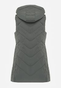 Renee - Zielona Pikowana Kamizelka o Taliowanym Kroju z Kapturem Tulonea. Okazja: na co dzień. Typ kołnierza: kaptur. Kolor: zielony. Materiał: jeans. Styl: casual #3