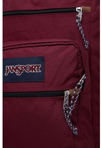 JanSport - Jansport plecak kolor bordowy duży z aplikacją. Kolor: czerwony. Wzór: aplikacja #3
