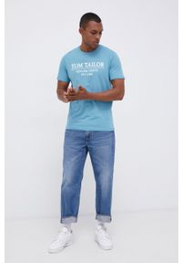 Tom Tailor - T-shirt bawełniany. Okazja: na co dzień. Kolor: turkusowy. Materiał: bawełna. Wzór: nadruk. Styl: casual #5