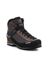 Buty trekkingowe męskie Salewa MS Crow Gtx. Wysokość cholewki: za kostkę. Zapięcie: sznurówki. Kolor: brązowy, czarny, wielokolorowy. Materiał: syntetyk, materiał. Szerokość cholewki: normalna