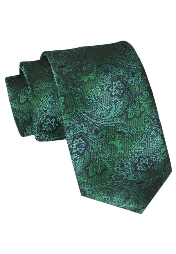 Męski Krawat Angelo di Monti - Zielony w Kwiaty. Kolor: zielony. Materiał: tkanina. Wzór: kwiaty. Styl: wizytowy, elegancki