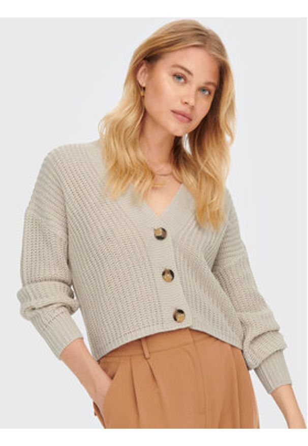 only - ONLY Kardigan Carol 15211521 Beżowy Relaxed Fit. Kolor: beżowy. Materiał: syntetyk