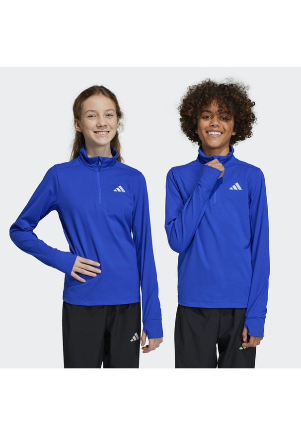 Adidas - AEROREADY Half-Zip Long Sleeve Tee. Kolor: szary, niebieski, wielokolorowy. Materiał: materiał. Długość rękawa: długi rękaw. Sport: joga i pilates