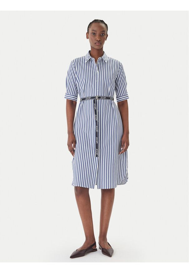JOOP! Sukienka koszulowa Dominique2 30101380 Granatowy Regular Fit. Kolor: niebieski. Materiał: bawełna. Typ sukienki: koszulowe