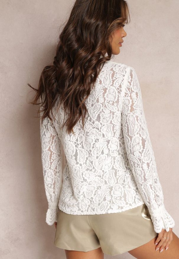 Renee - Biała Koszula Koronkowa na Guziki Acameda. Kolor: biały. Materiał: koronka
