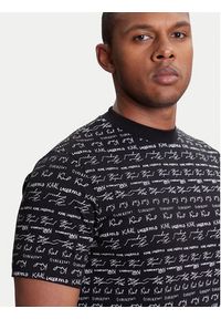 Karl Lagerfeld - KARL LAGERFELD T-Shirt 755040 553225 Czarny Regular Fit. Typ kołnierza: dekolt w karo. Kolor: czarny. Materiał: bawełna