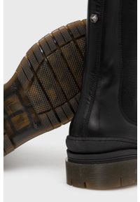 MOA Concept Sztyblety skórzane damskie kolor czarny na platformie. Nosek buta: okrągły. Kolor: czarny. Materiał: skóra. Obcas: na platformie #4