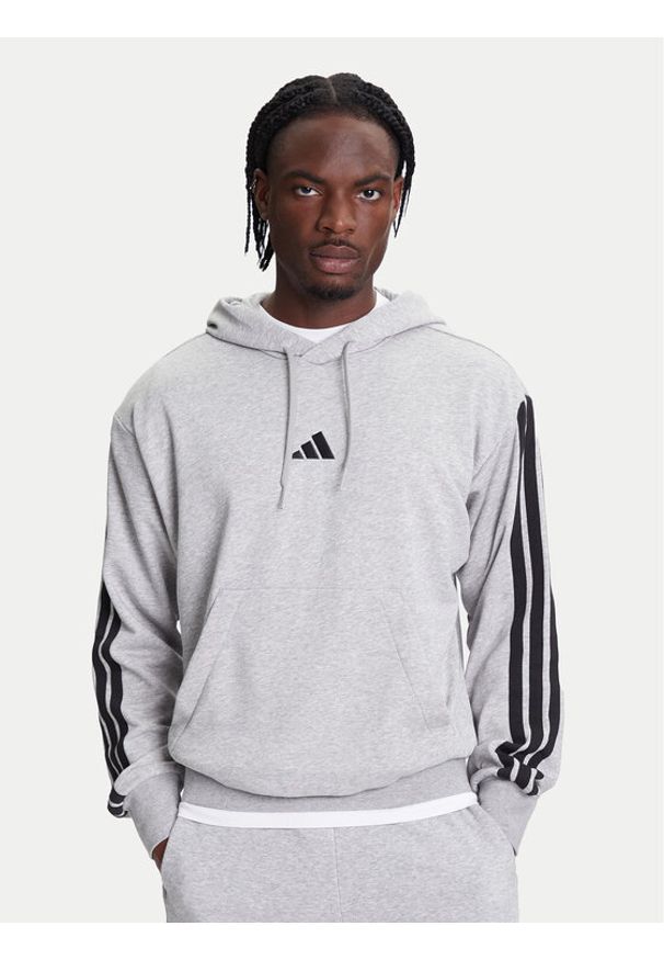 Adidas - adidas Bluza Essentials 3-Stripes JD1871 Szary Regular Fit. Kolor: szary. Materiał: bawełna, syntetyk