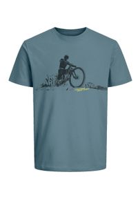 Volcano - T-shirt z rowerowym printem, Comfort Fit, T-DAREN. Okazja: na co dzień. Materiał: bawełna, skóra, materiał. Długość rękawa: krótki rękaw. Długość: krótkie. Wzór: nadruk. Styl: casual, sportowy #1