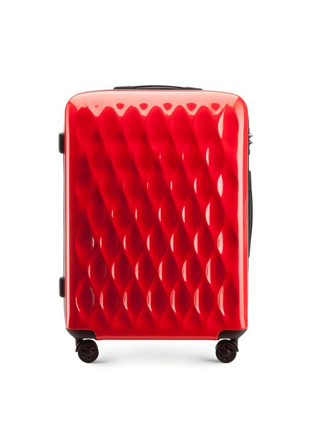 Wittchen - Średnia walizka z ABS-u karbowana. Kolor: czerwony. Materiał: guma