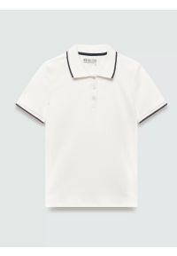 Big-Star - koszulka damska polo z kontrastowym wykończeniem biała sessa 100. Typ kołnierza: polo. Kolor: biały. Materiał: bawełna, prążkowany, elastan, dzianina. Wzór: ze splotem #4