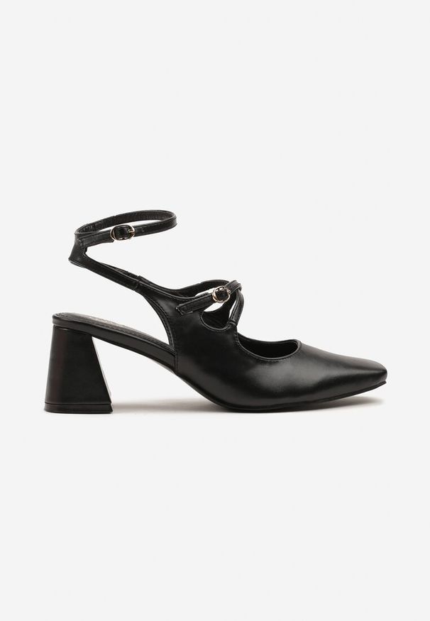 Renee - Czarne Sandały na Obcasie w Stylu Retro Mary Jane z Ozdobnymi Paskami Zenozi. Okazja: na spotkanie biznesowe. Zapięcie: pasek. Kolor: czarny. Wzór: aplikacja. Sezon: lato. Obcas: na obcasie. Styl: retro. Wysokość obcasa: średni